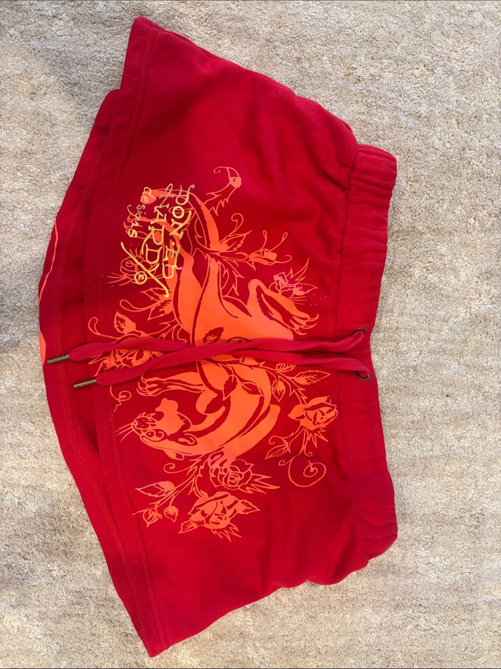 Ed Hardy Red sweat skirt with Orange Graphic